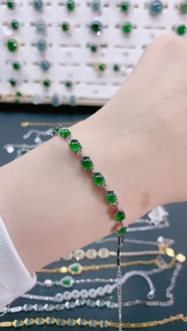 【闪购商品】翡翠手链银S925镶嵌天然翡翠