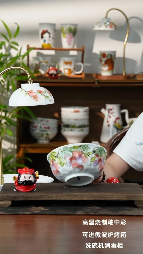 瓷片景德镇手绘釉中彩（食品级）捏捏碗