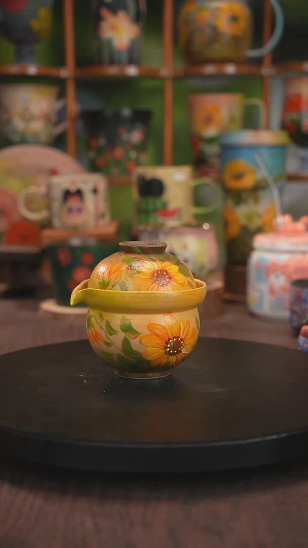 紫砂油画釉下彩手绘