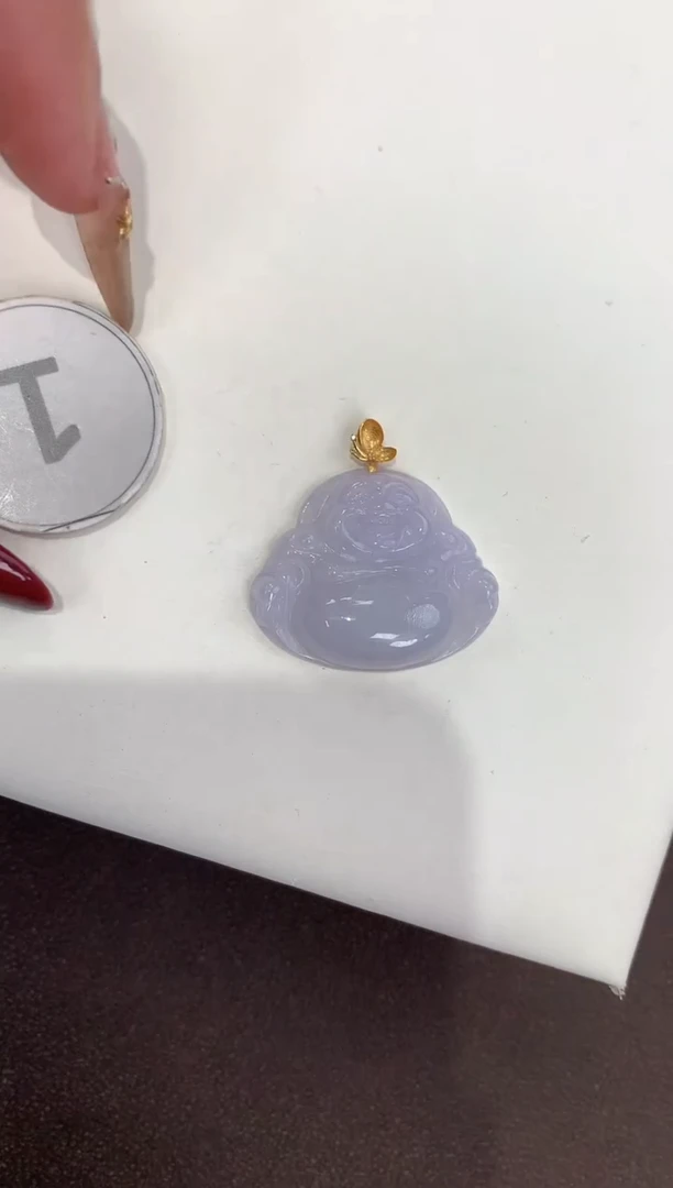 颈饰18K金镶嵌翡翠天然缅甸a货翡翠
