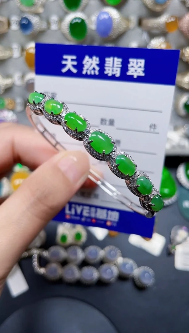 银S925镶嵌手镯翡翠159