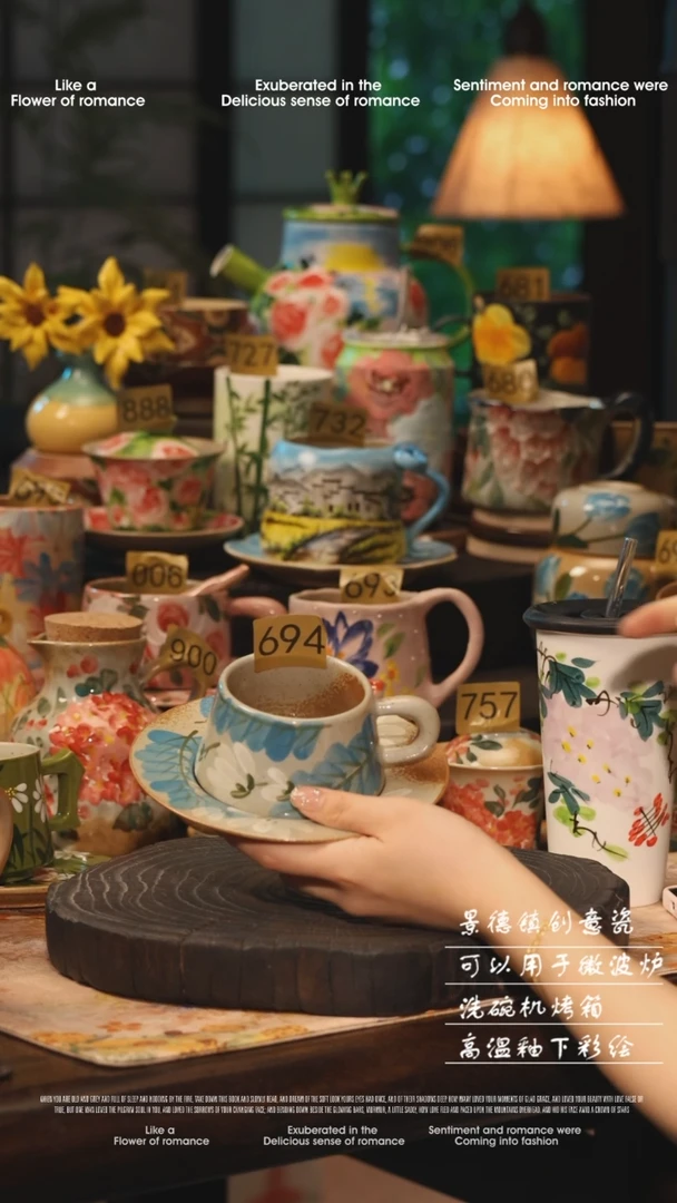 陶瓷694景德镇高温釉下彩绘设计师款式