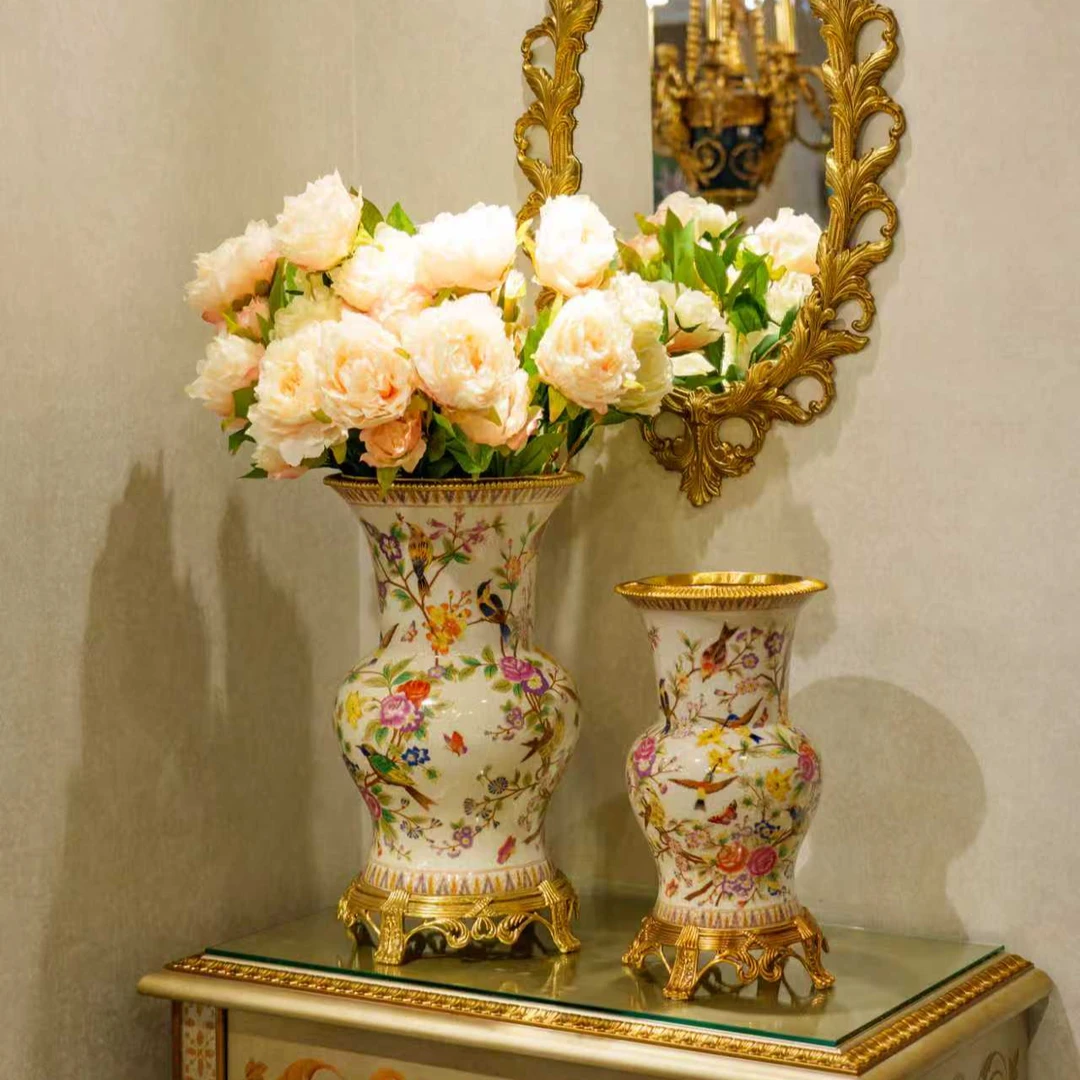 派力斯满园春色铜配瓷欧美田园风复古高端家用客厅纸巾盒收纳盒