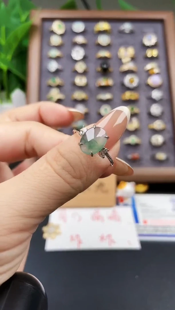 银S925镶嵌戒指翡翠12