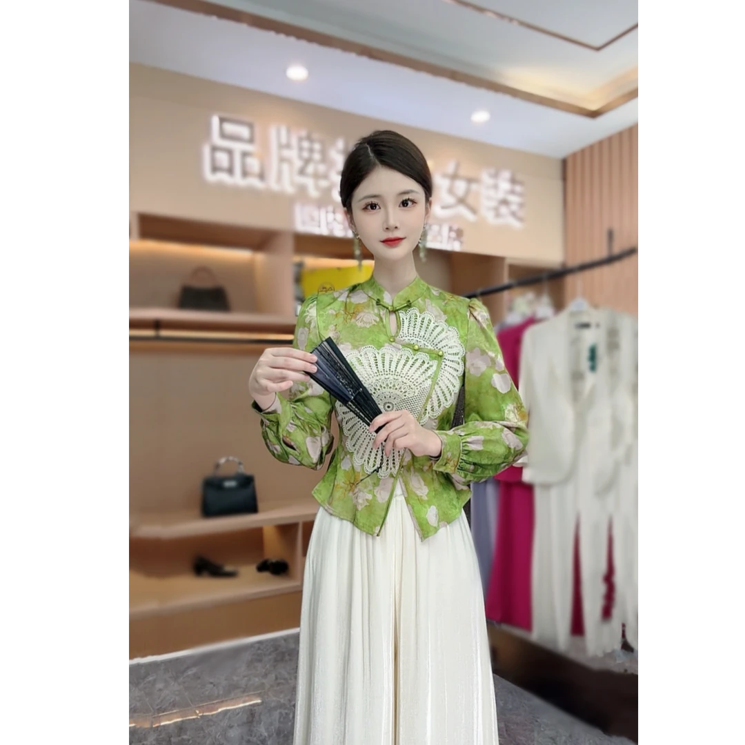 〈纪朵研〉1451长袖常规款立领提花上衣中国风