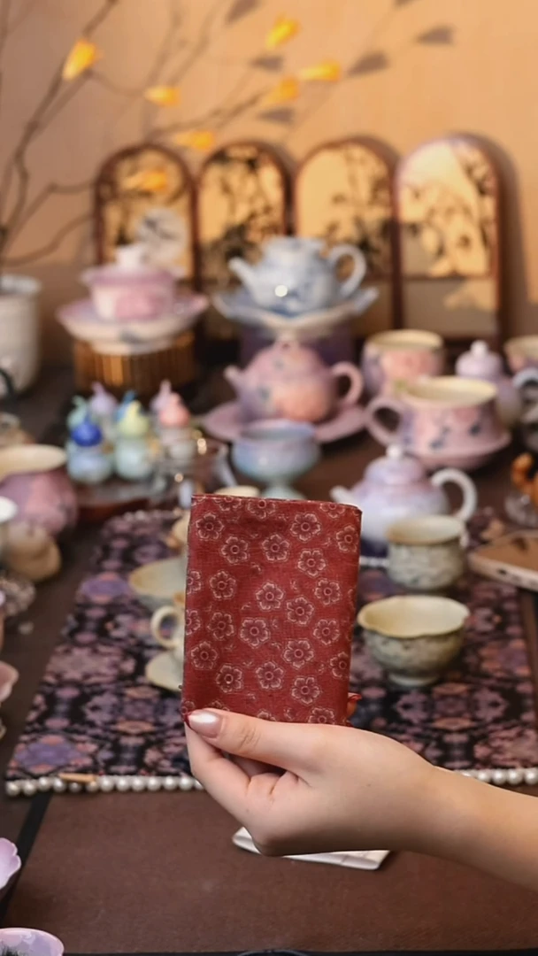 三柒陶坊红色茶巾