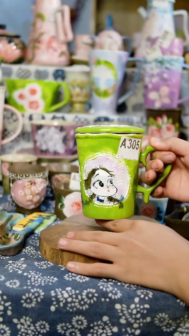 瓷片设计师款手绘釉下五彩陶瓷