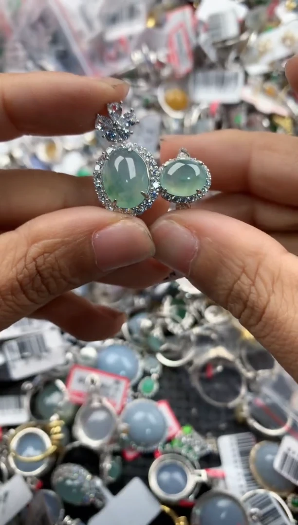 银S925镶嵌戒指翡翠13            2