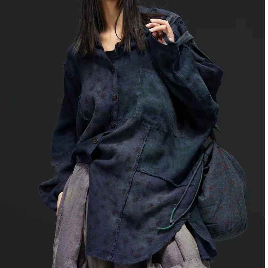 【大漂亮推荐】麻依者2025年夏季新款休闲百搭复古时尚衬衫#047