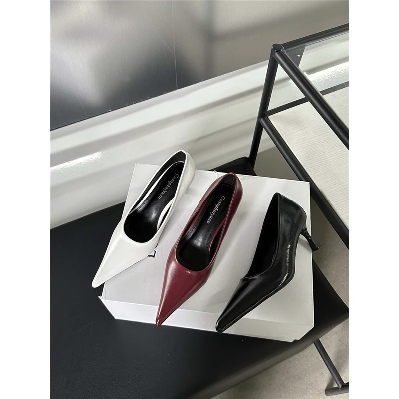 黑色高跟鞋女尖头细跟欧美2025新款春夏女鞋浅口通勤简约百搭单鞋