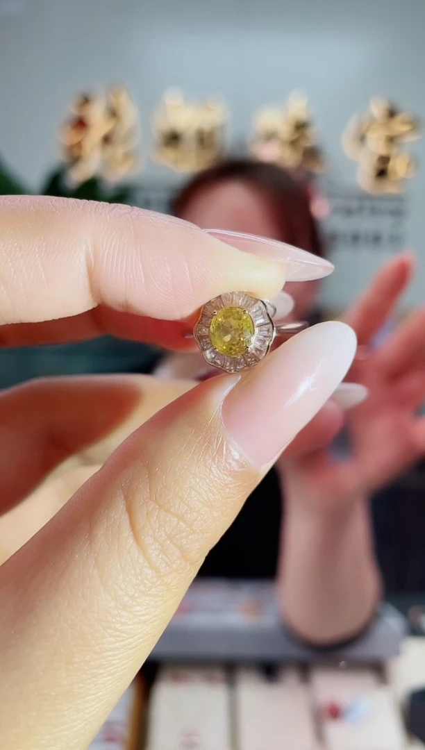 彩色蓝宝石戒指银S925镶嵌戒指