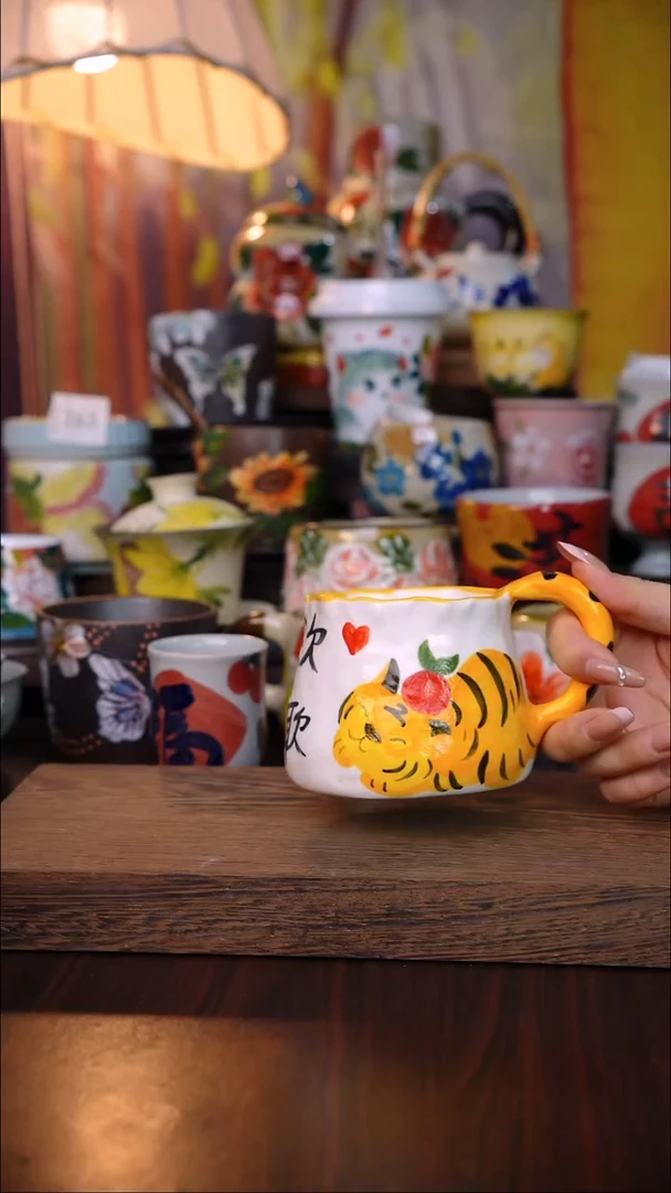 杯子陶泥垚手作 景德镇手工手绘陶瓷器物