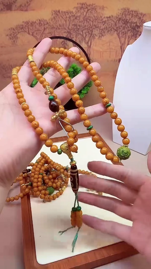 蜜蜡颈饰14K金镶嵌X265