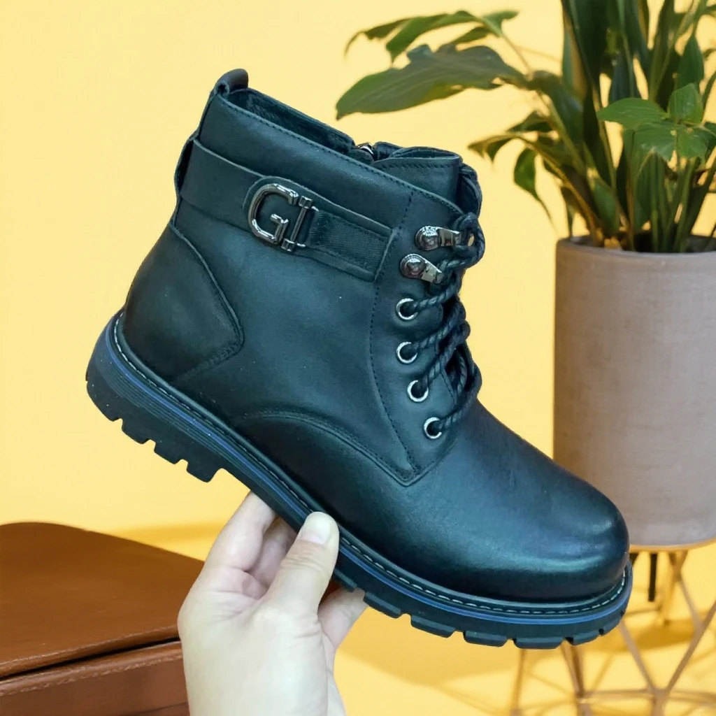 马丁靴保暖休闲风男士黑色冬季男鞋时尚男士短靴53621