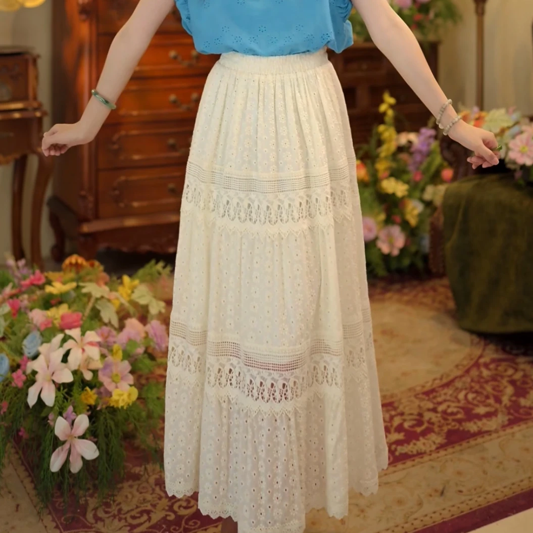 扣子家初恋纯情港风复古中长款半身裙高腰百搭裙子KX9019433