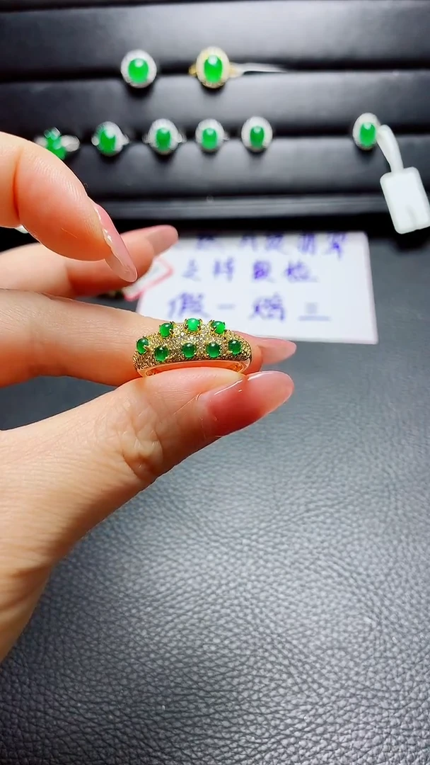 银S925镶嵌戒指翡翠天然翡翠A货s925银镶