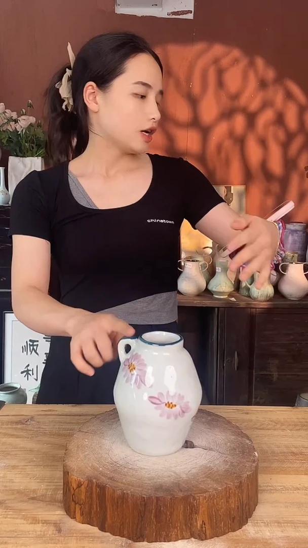 摆件景德镇高温陶瓷微瑕花器