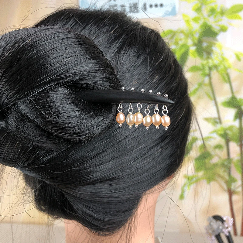 原创设计简约风黑檀木发簪古典手工旗袍饰品气质古风日常百搭时尚