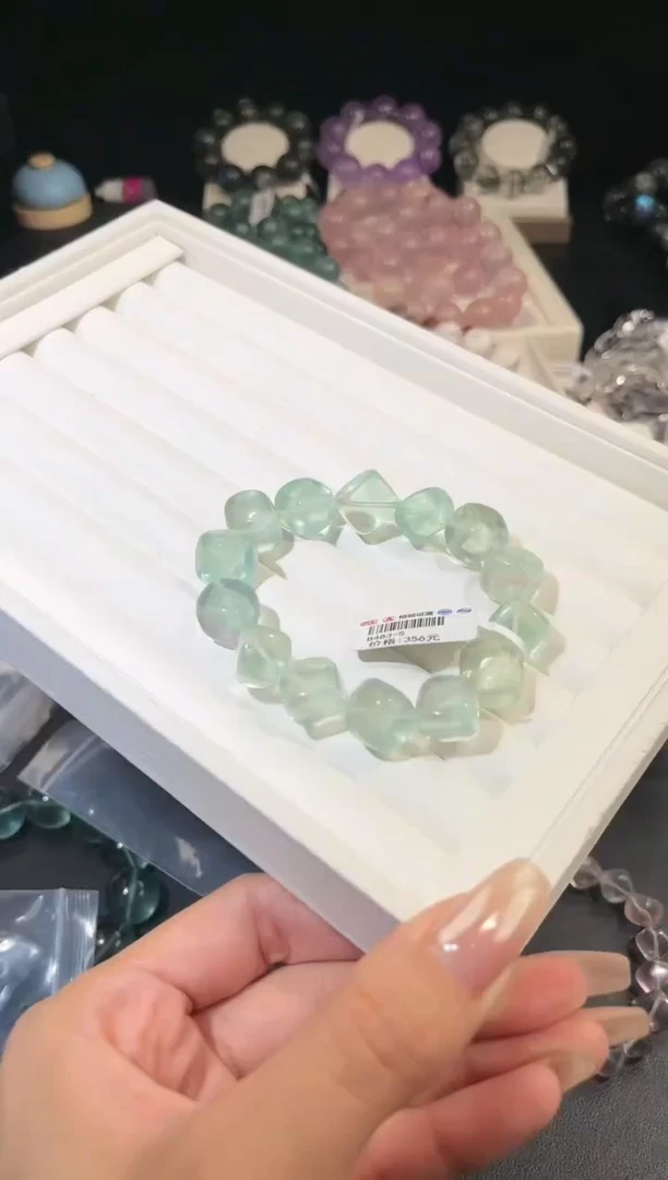 手链未镶嵌萤石多样性发一薄荷绿糖豆