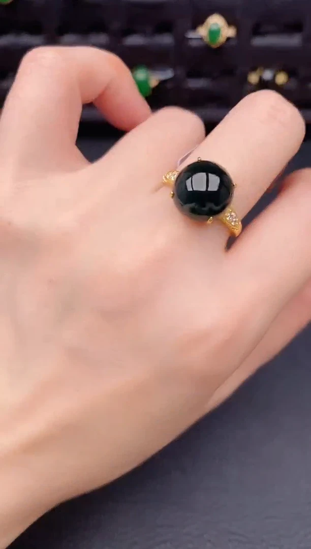 银S925镶嵌戒指翡翠天然a货翡翠184