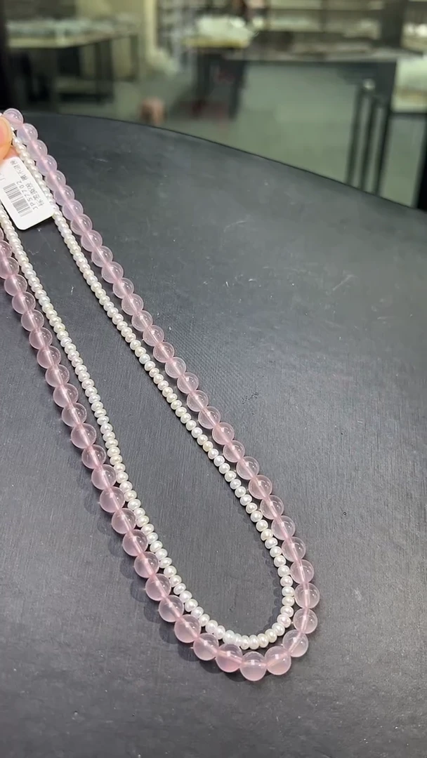 颈饰未镶嵌水晶粉水晶项链7mm+ JP57702