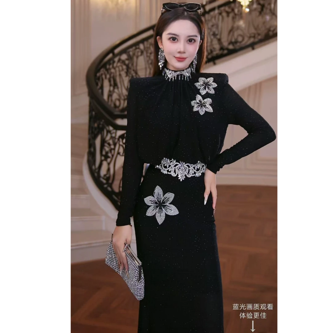 FNN【芙娜妮】2025新款气质复古休闲衣服女连衣裙F2530395