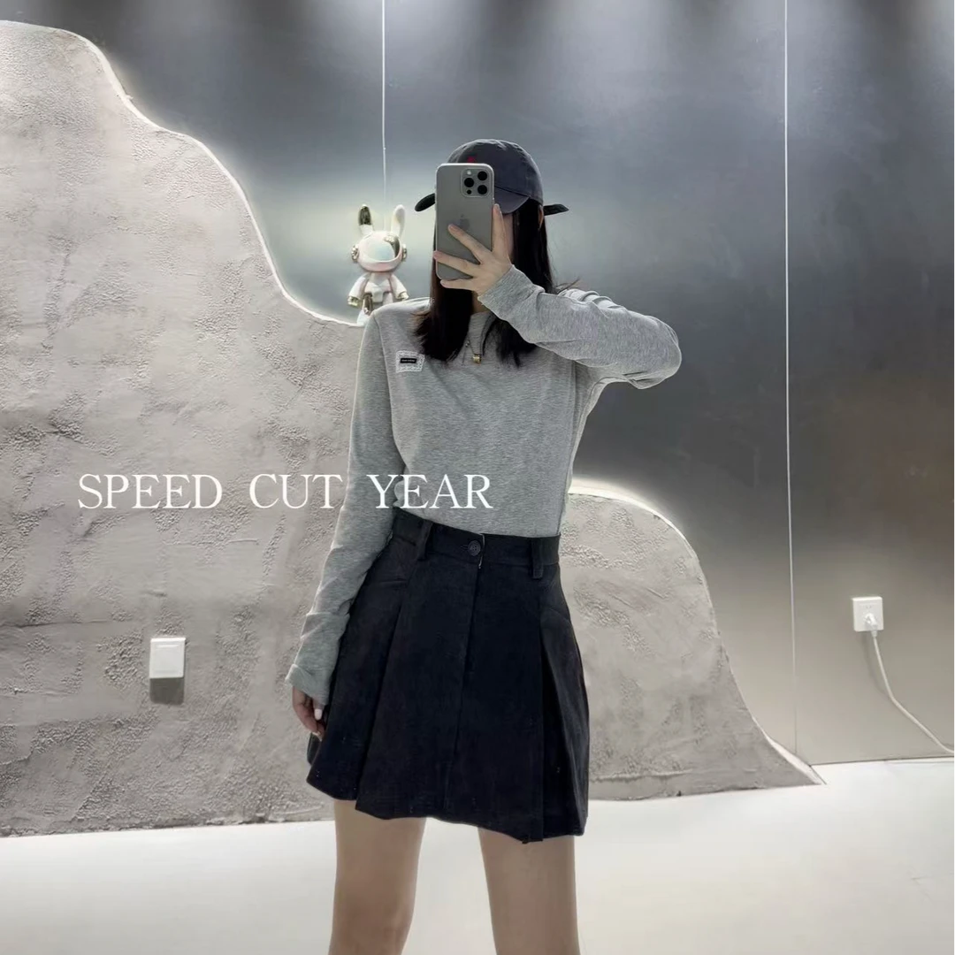 2025早春新款韩国蕾丝贴标打底长袖体恤女39101