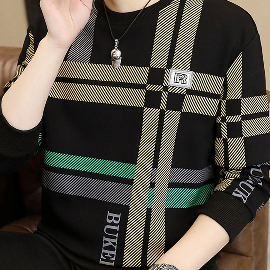 圆领卫衣男士秋冬新款潮牌打底衫百搭加厚长袖t恤加肥加大码秋衣