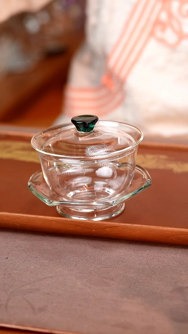 禾器/晶彩沁莲盖碗/墨绿/定制版