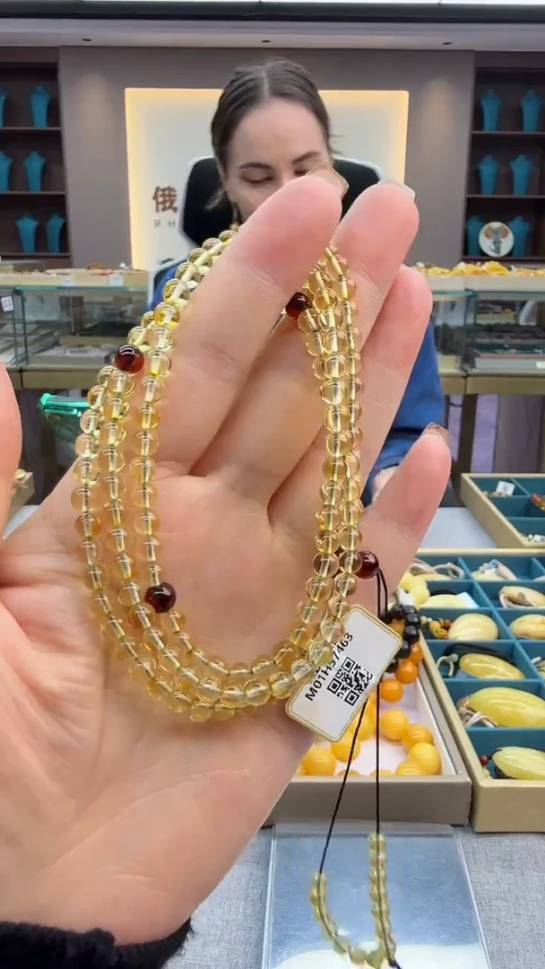 琥珀颈饰未镶嵌10秒拍号 假一罚三