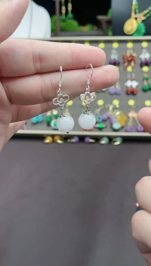 【闪购商品】玛瑙/玉髓耳钉银S925镶嵌101000