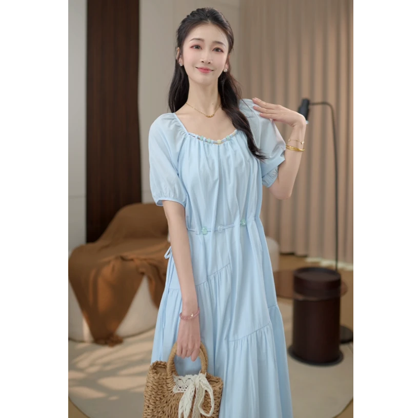 【腰缠万贯】马克华菲女装2025新款夏季温柔风初恋气质连衣裙  CC