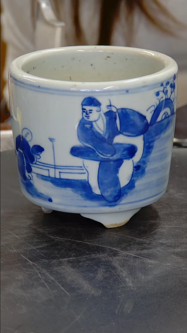 炉青花人物故事纹三足炉#1173#
