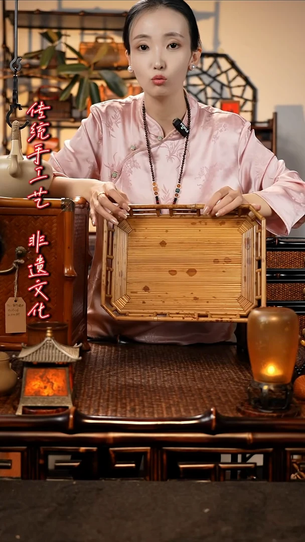 峰**转TS-湘妃竹收纳盘 精作席面古文盘收纳托盘
