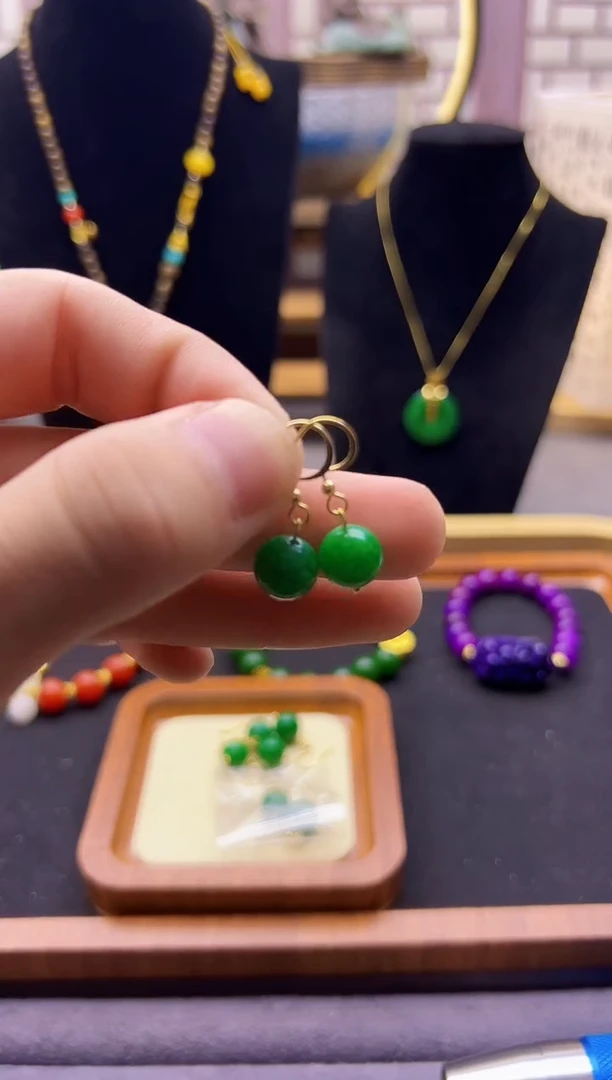 【闪购商品】翡翠耳饰14K金镶嵌E02