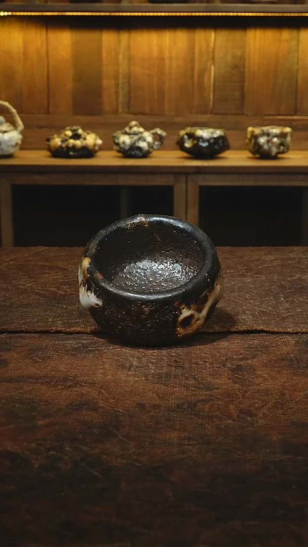 柴烧老味金彩虫洞志野主人杯