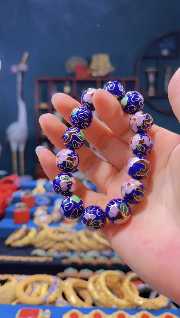 【闪购商品】非遗绝技 景泰蓝1.4手串 宝蓝