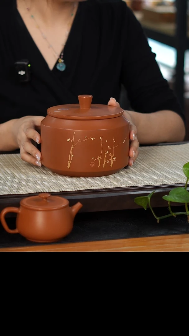 云水山涧建水紫陶357g醒茶罐微瑕004 M10
