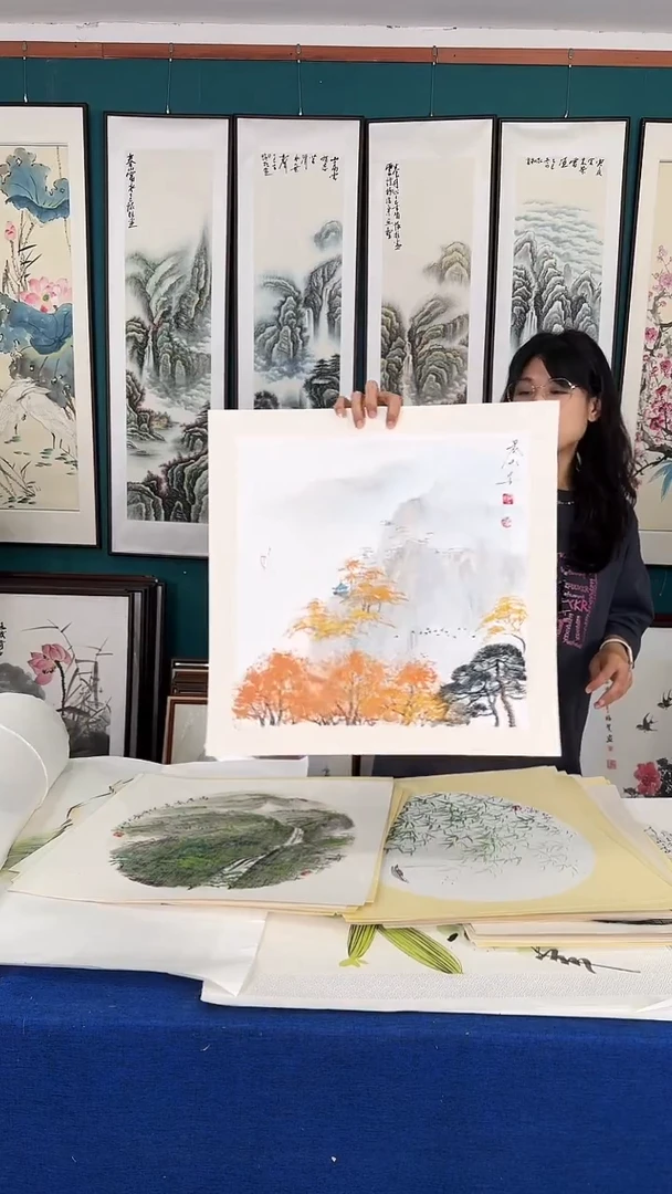 国画山水画芯50*50