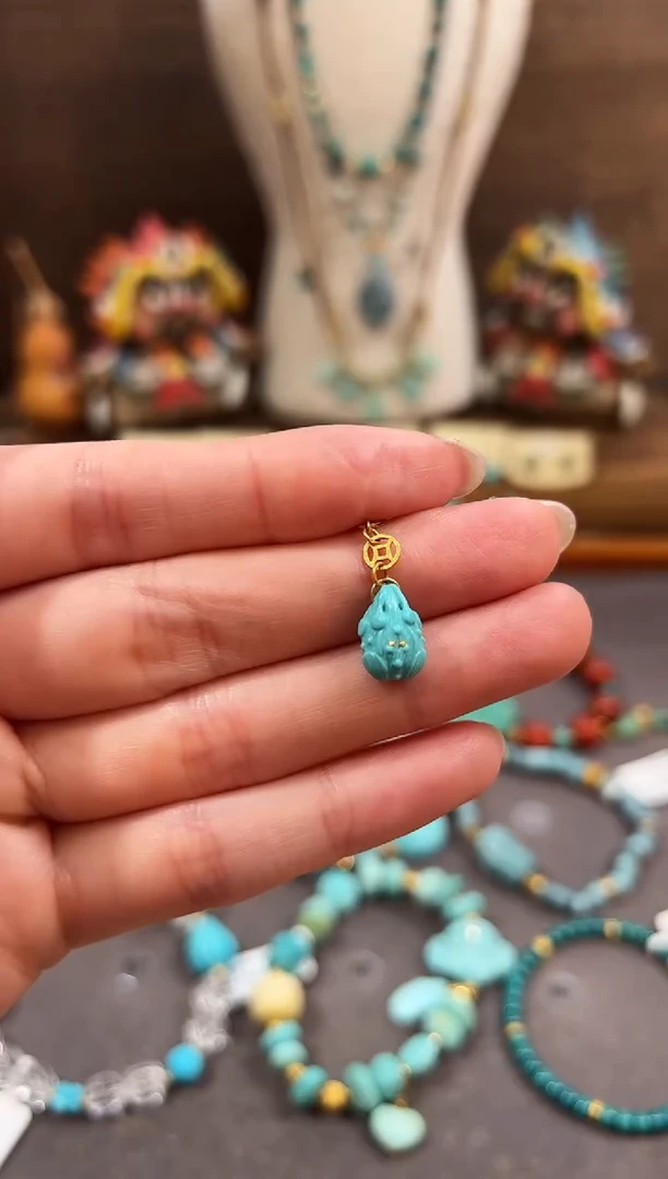 绿松石18K金镶嵌提溜绿松石提溜