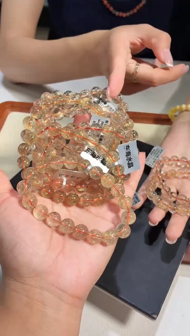 未镶嵌手链发晶9.5-10m金发晶手链多样性发一