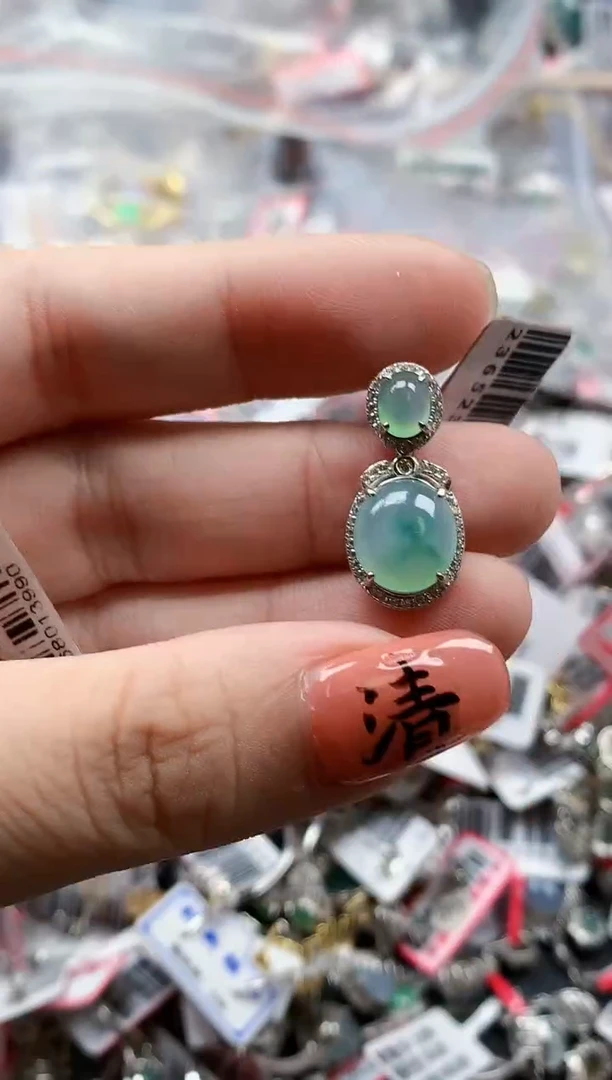 银S925镶嵌戒指翡翠天然A货缅甸翡翠