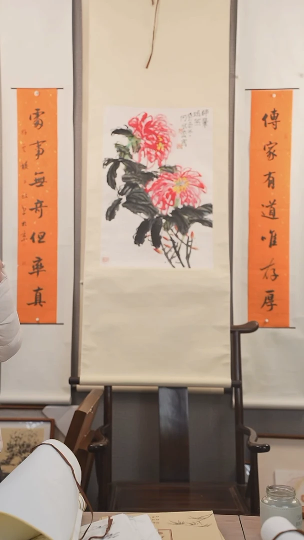 【闪购商品】书法何老师 牡丹 卷轴