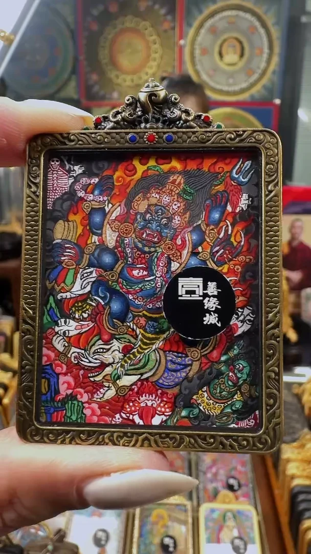 吊坠壹善缘城手绘唐卡大黑天