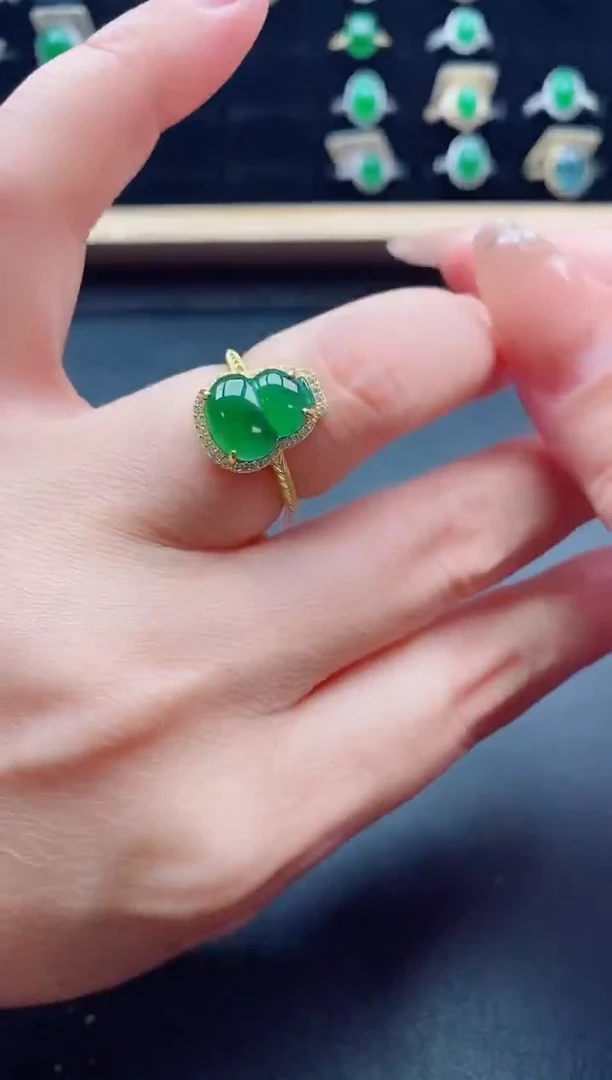 银S925镶嵌戒指翡翠1