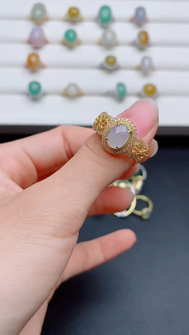 银S925镶嵌戒指翡翠1