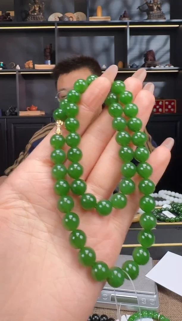 【闪购商品】和田玉1未镶嵌10mm碧玉项链