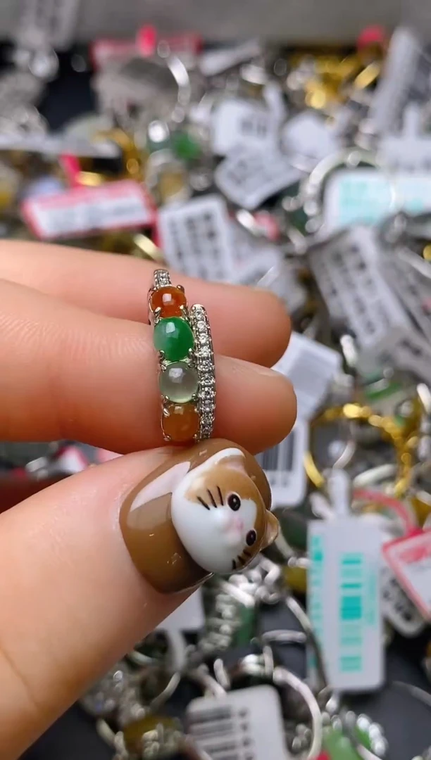 银S925镶嵌戒指翡翠百内无证书