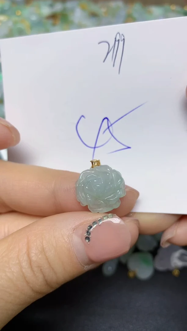 【闪购商品】翡翠挂件18K金镶嵌 天然翡翠A货