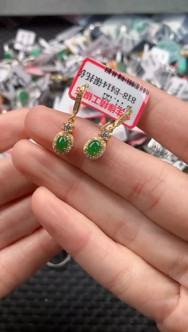 银S925镶嵌戒指翡翠3          9